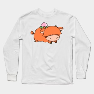 Peach Fruit Highland Cow Long Sleeve T-Shirt